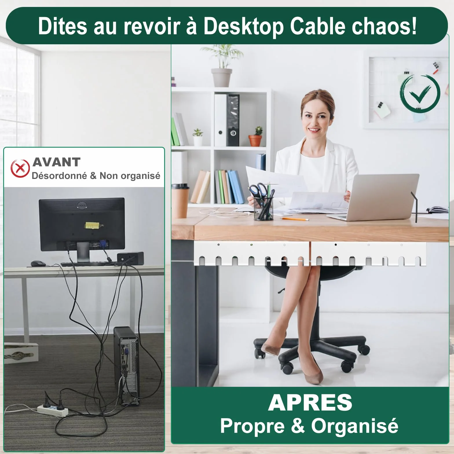 Oududianzi Set de 2 Chemin de Câble, Cable Management Bureau Blanc, Range Cable Bureau, Cache Cable, Goulotte Passe Cable, Organisateur de Cable pour La Gestion des Câbles et des Multiprises