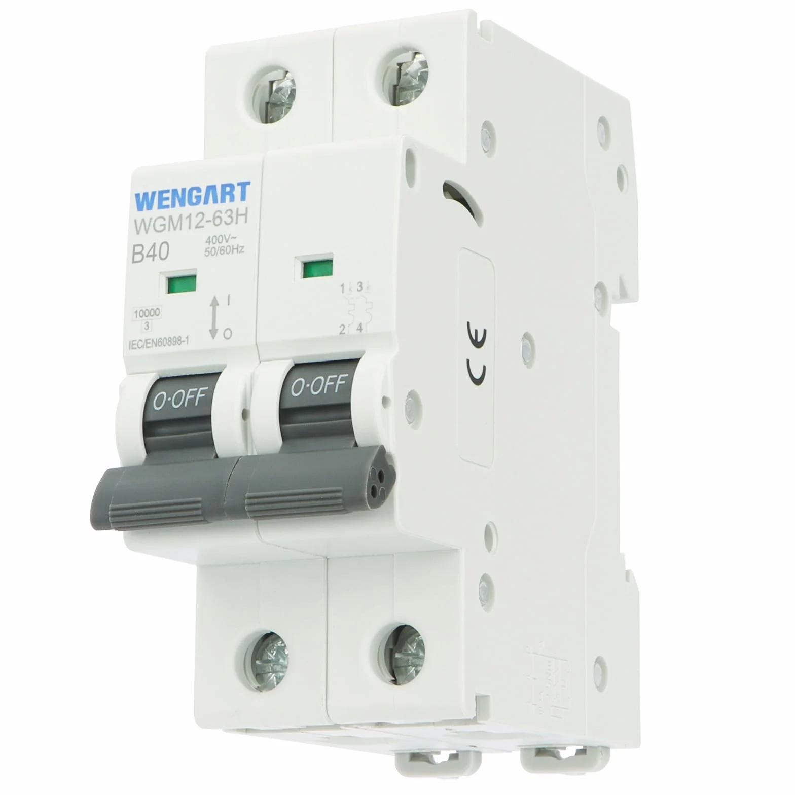 Wengart Disjoncteur Miniature WGM12-63H - 2P (Bipolaire) 40A - Courbe B - Haut Pouvoir de Coupure 10kA - Protection Réactive pour Lignes Longues, Onduleurs et Baies Informatiques