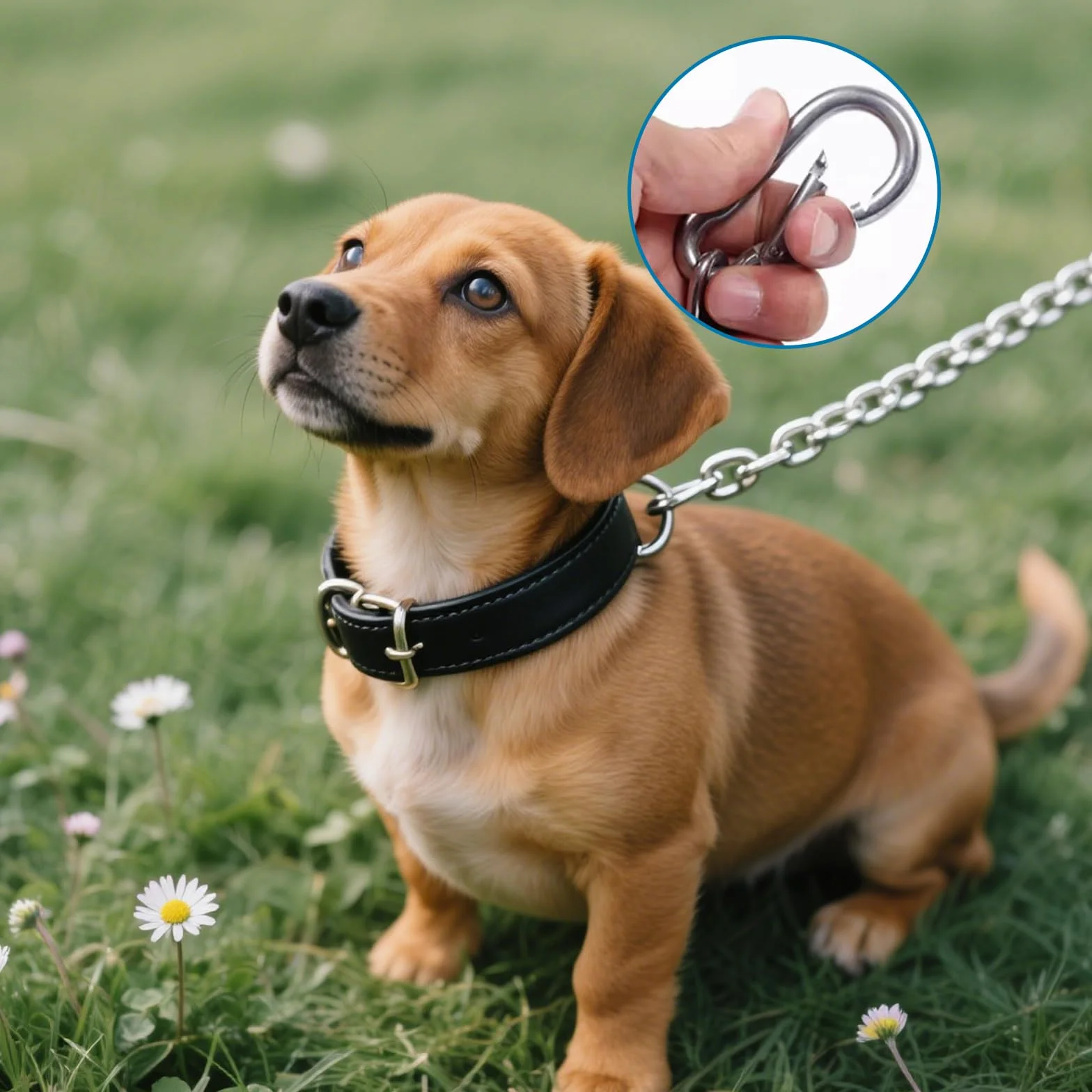 Chaîne Acier Inoxydable 2 m avec 2 Mousquetons 3 mm | Chaine acier haute résistance pour chaine cadenas, vélos, motos, portails, animaux et chaine chien