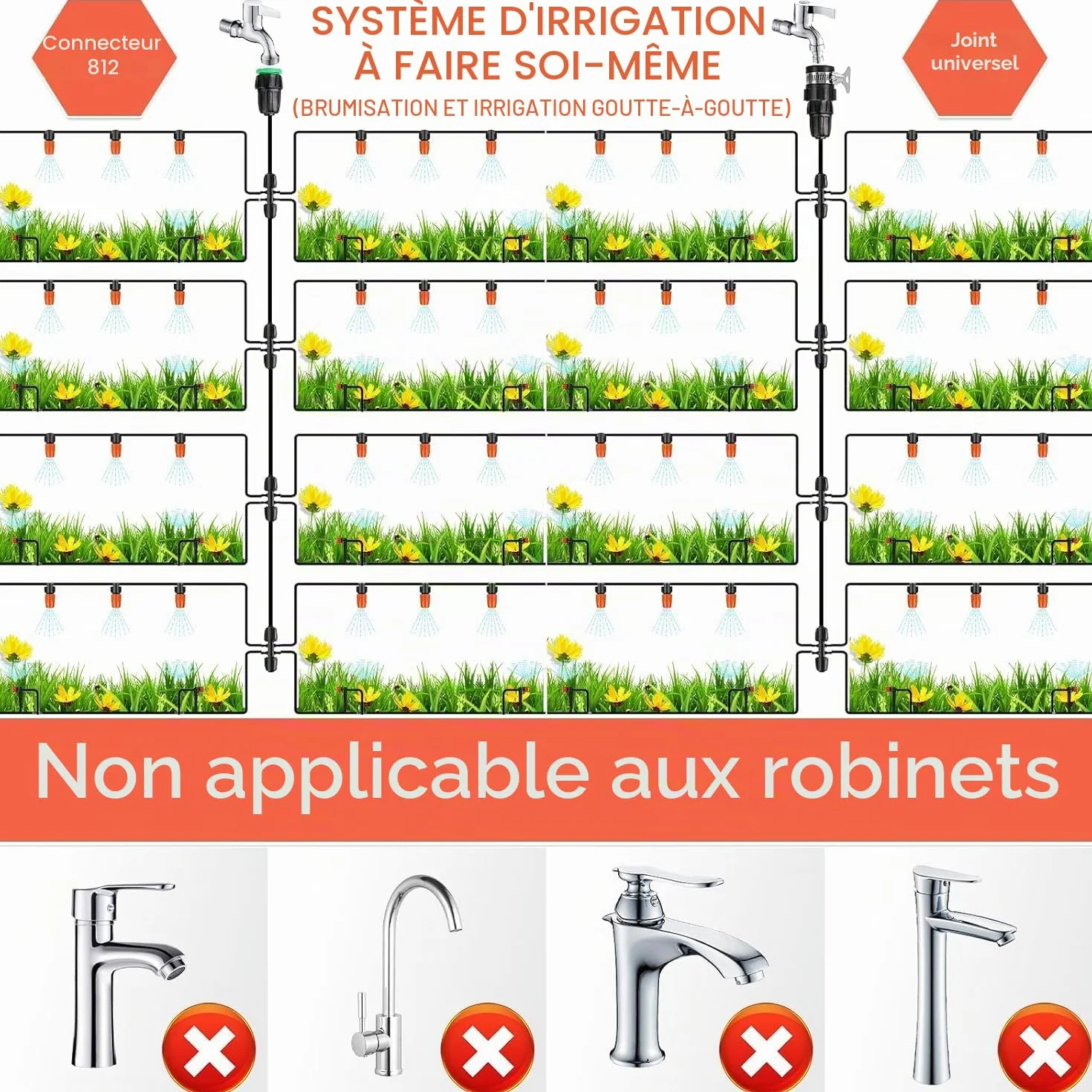 Kit d'irrigation Goutte à Goutte Automatique 263Pcs avec 40m+10m Tuyau, Système d'arrosage pour Jardin