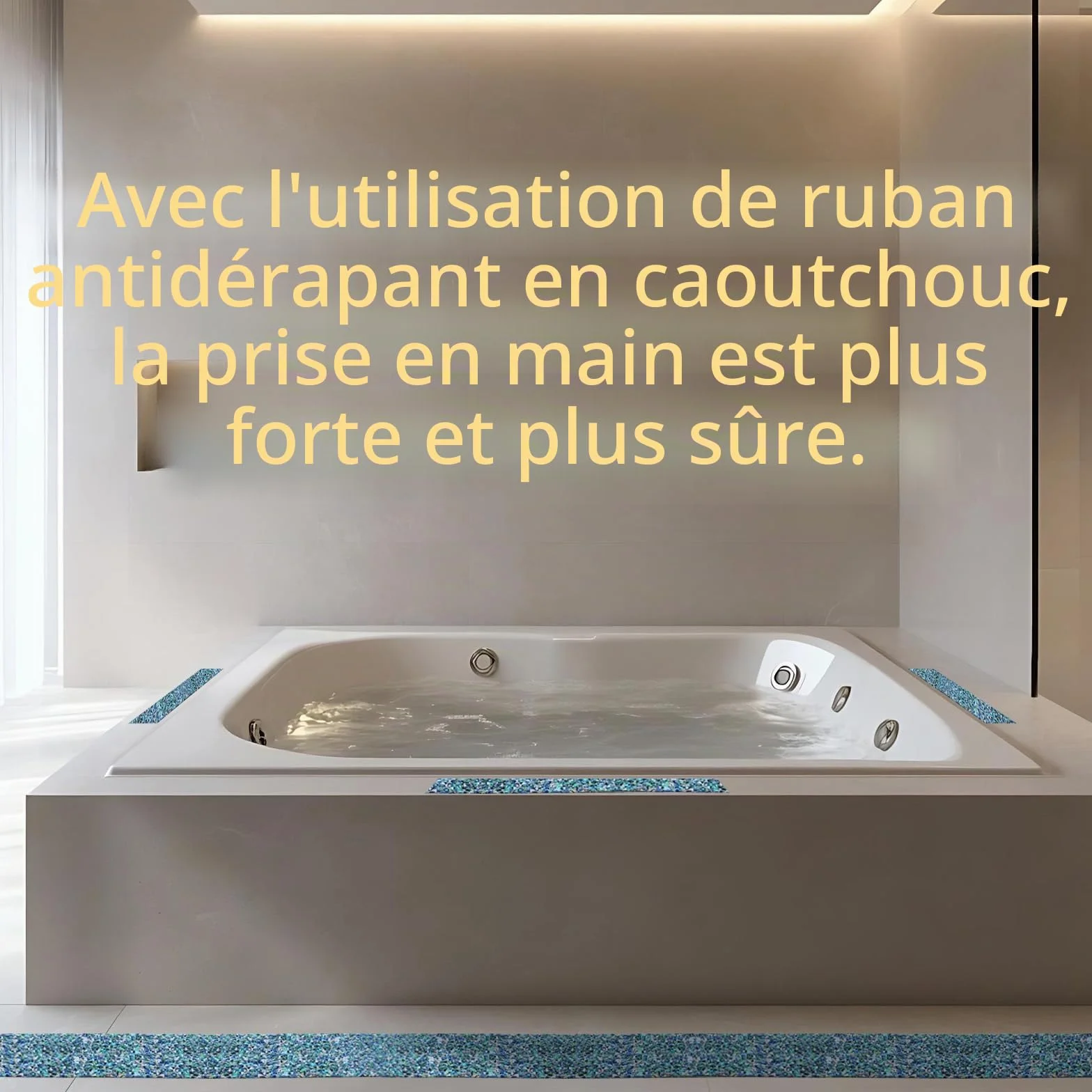 QILIMA Ruban Antidérapant en Caoutchouc PET Bleu 100mmx5m Ruban adhésif antidérapant Bande en caoutchouc friction Bande antidérapante pour escaliers Escaliers douche Bacs piscine Zones humides