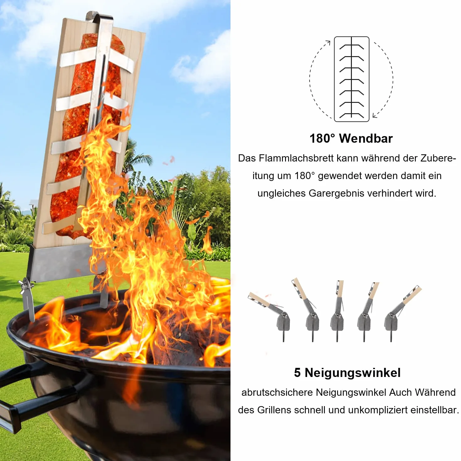 Planches à saumon flammé Ikodm avec support réversible 2,5 kg cèdre