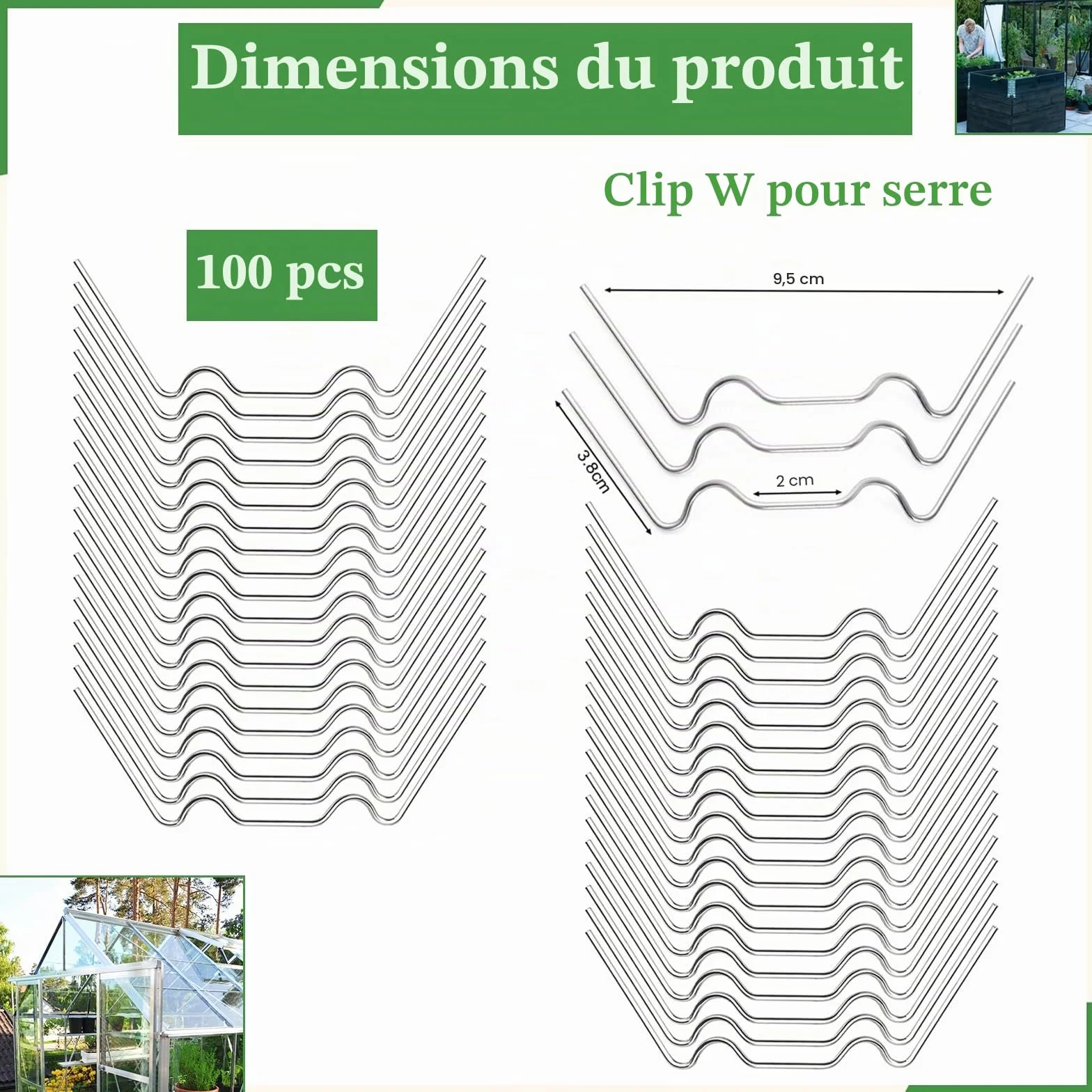 W Clips Serre Jardin Verre Polycarbonate Kit Réparation Résistantes Tempêtes Installation Fixe Plaques