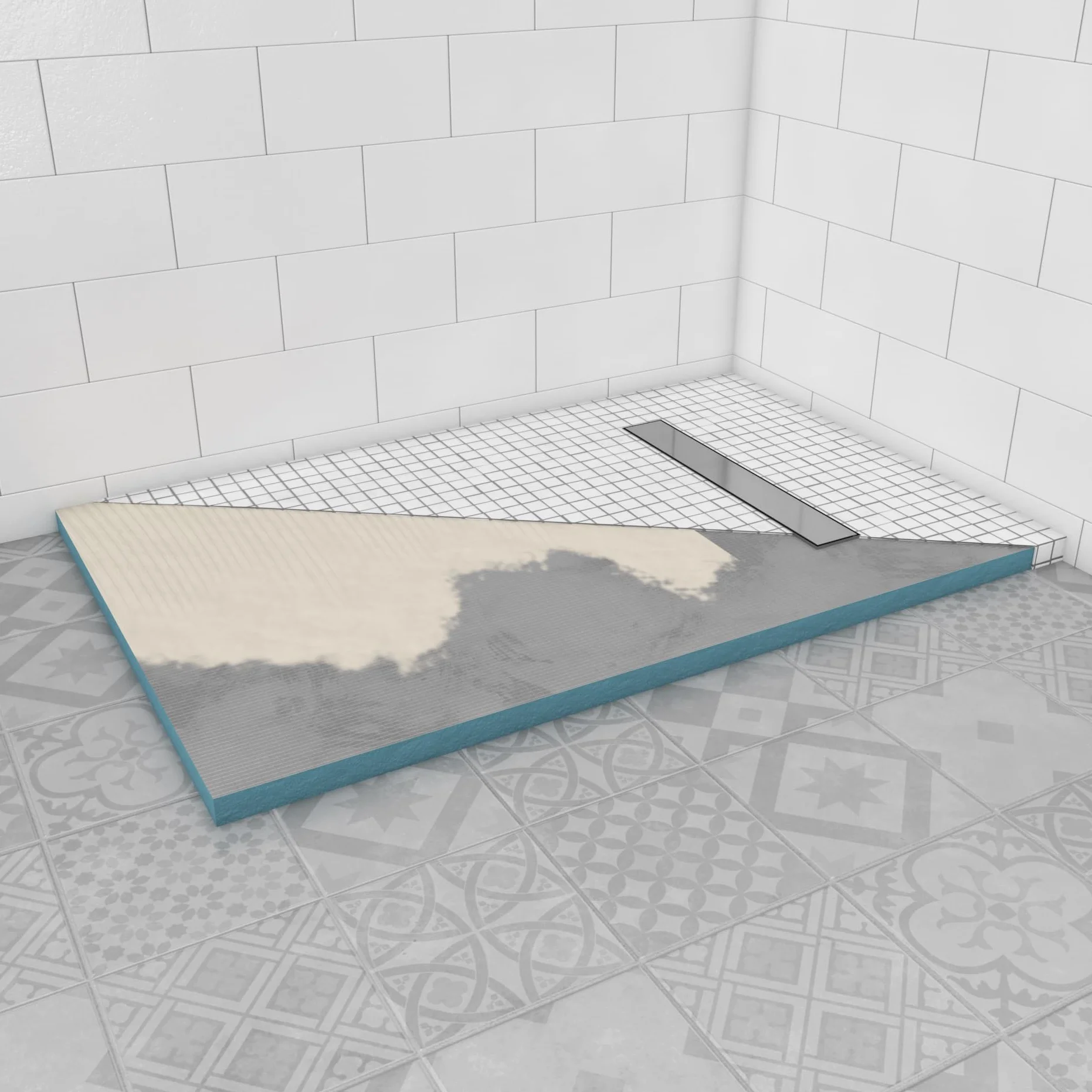RECEVEUR DE DOUCHE A CARRELER 90x140CM RECOUPABLE AVEC BONDE CANIVEAU