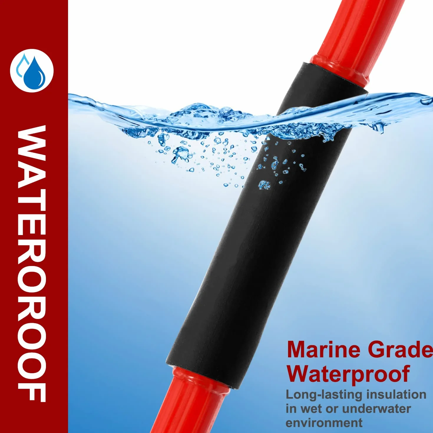 Chanzon Gaine thermorétractable 3:1 Ratio 3/8" (9,5 mm) Doublure adhésive imperméable de qualité marine Rouleau de 8 pieds (longueur totale de 2,5 m) Gaine en polyoléfine rouge rétractable 1 pièces