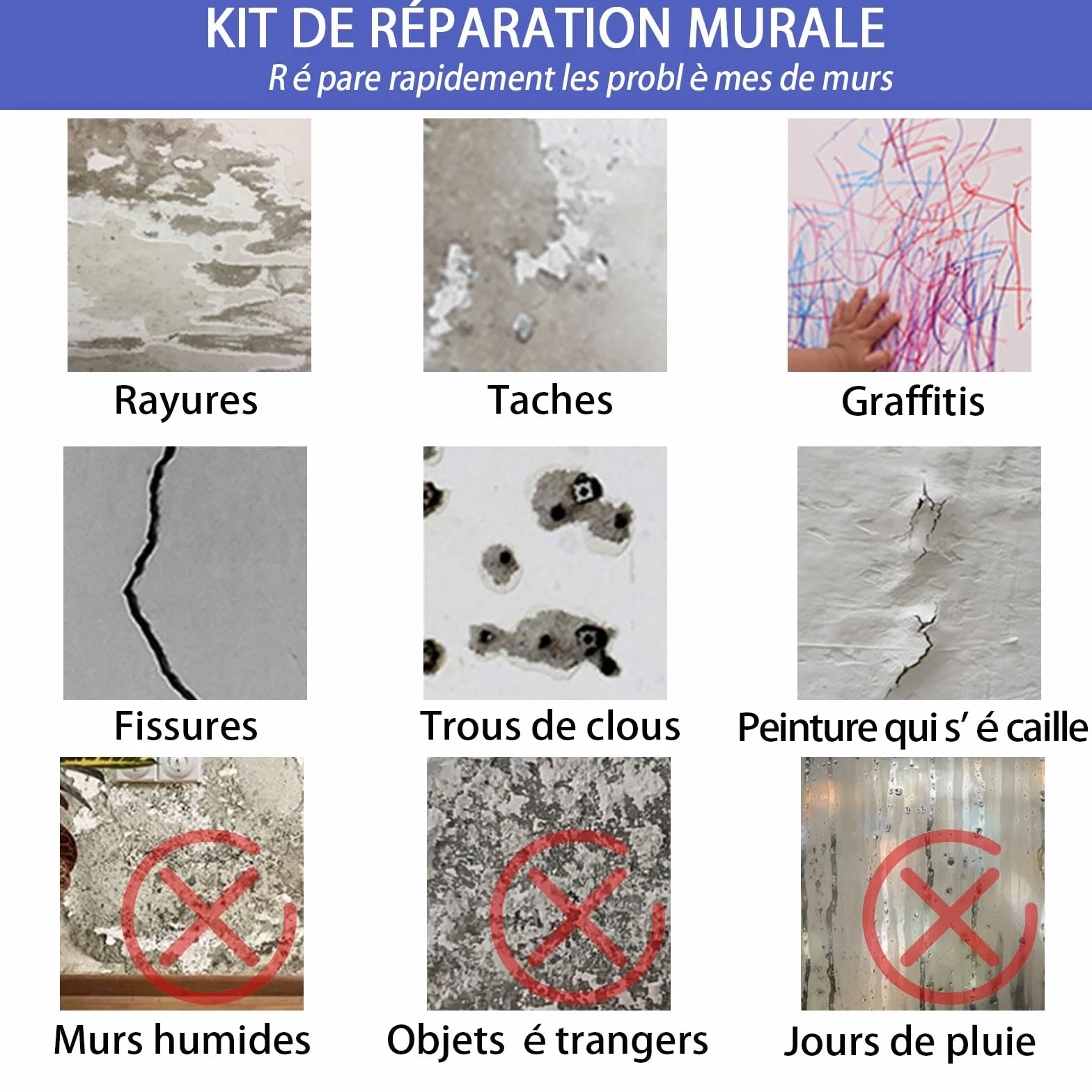 SEISSO 500g Crème de Réparation Murale,enduit de rebouchage,enduit de rebouchage prêt à l'emploi,Répare Efficacement les Rayures, Trous, Fissures, Graffitis Sur les Murs