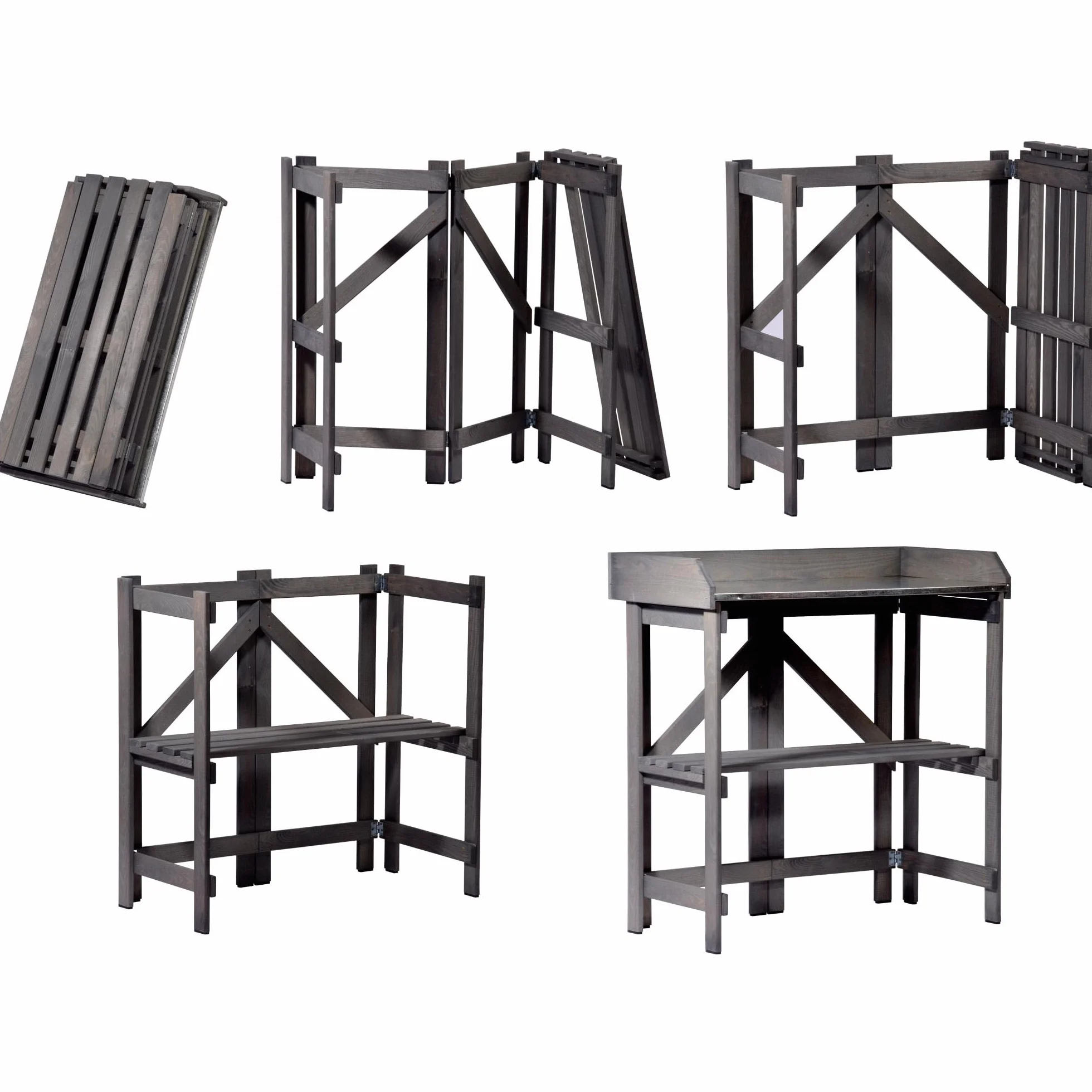 dobar® Table de Jardinage Pliante en Bois Massif 85 x 44 x 89 cm Anthracite