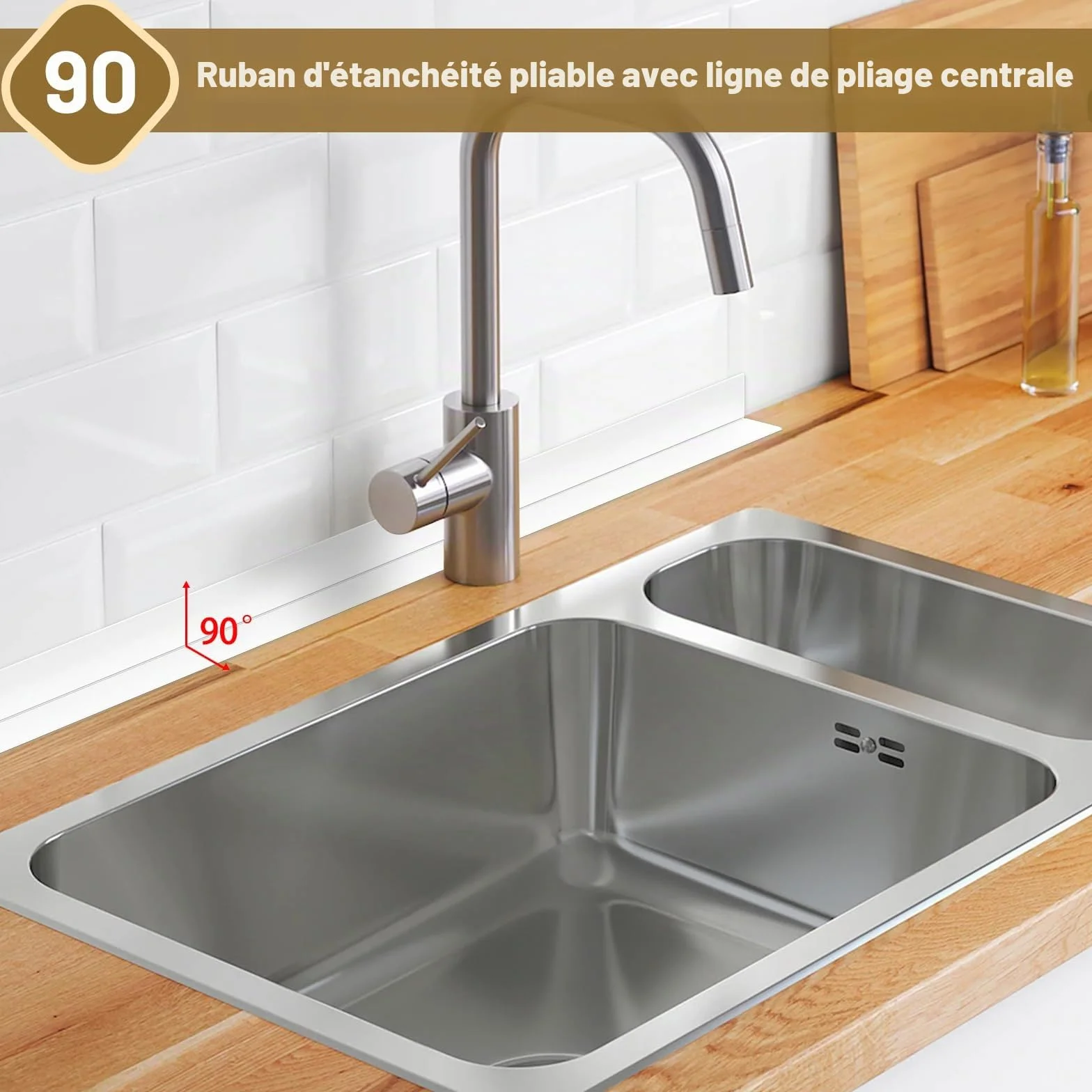 Fixmend Joint Salle de Bain, 2 Rouleaux Silicone Blanc Ruban Auto-Adhésif, Joint Baignoire - Bande d'Étanchéité pour Salle de Bain, Cuisine et Bien Plus (320 * 3,8 Cm)