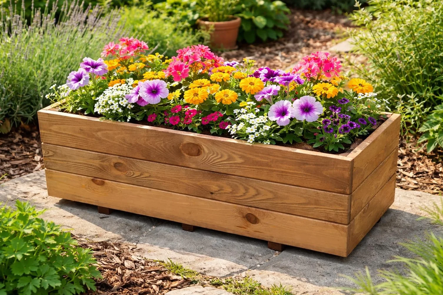 FKL DESIGN Home Deco Jardinière en Bois 80x40x30 cm D28 Teck