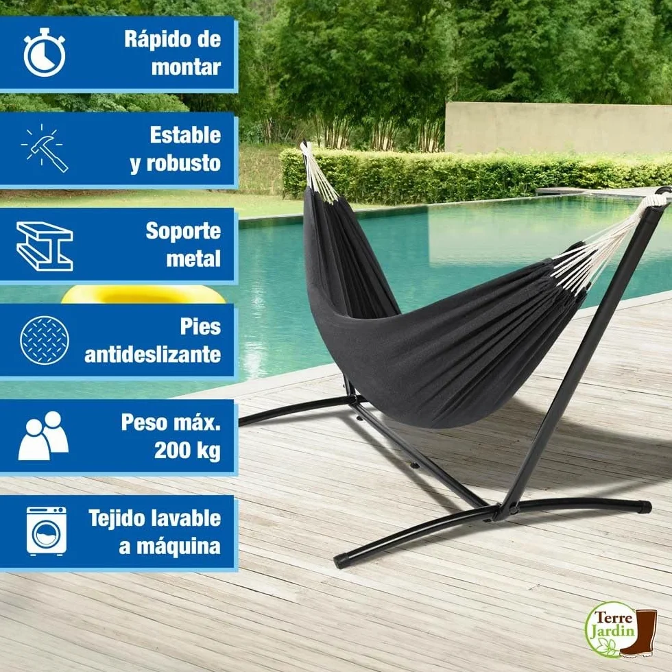TERRE JARDIN Hamacs avec structure en métal ZenCool