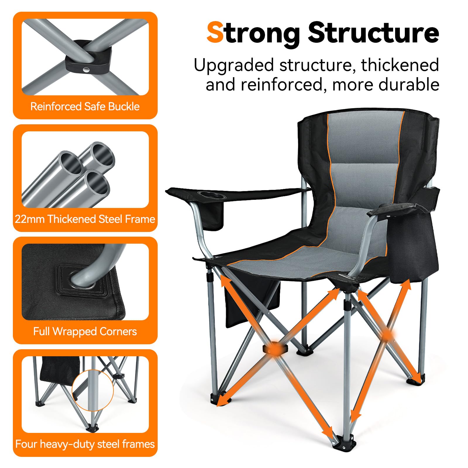 Deluxe Padded Folding Outdoor Chair with Cooler