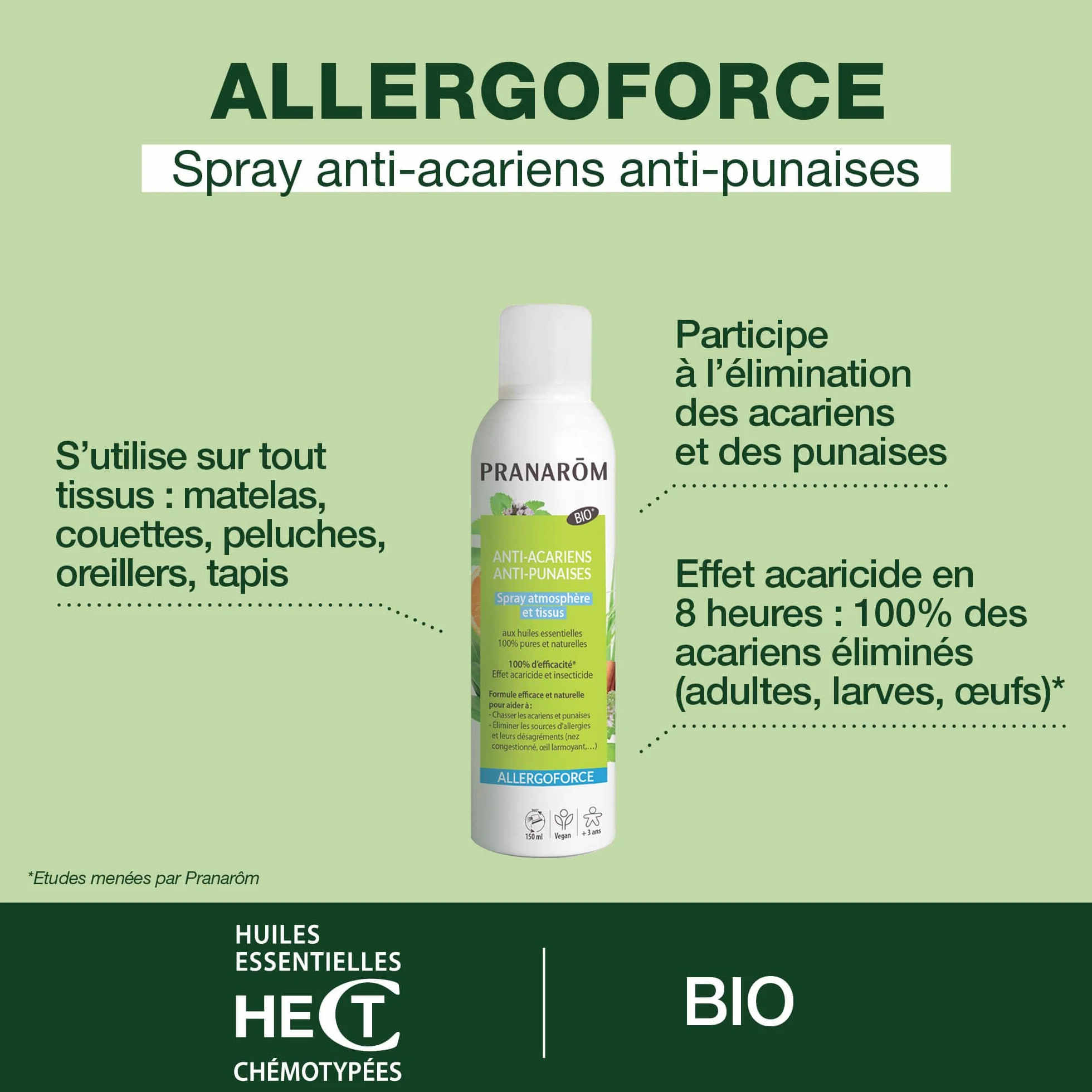 Pranarôm ALLERGOFORCE Spray anti-acariens et punaises de lit 150 ml