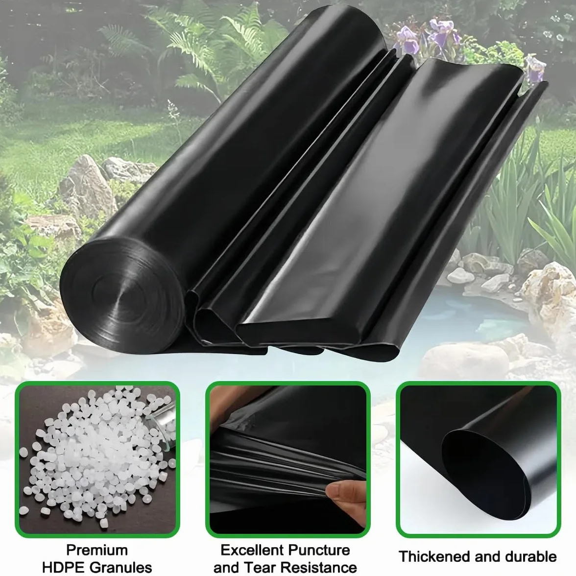 Membrane Renforcée pour Bassin à Poissons Piscines, Revêtement Imperméable pour Petits Étangs et Gardens Pools