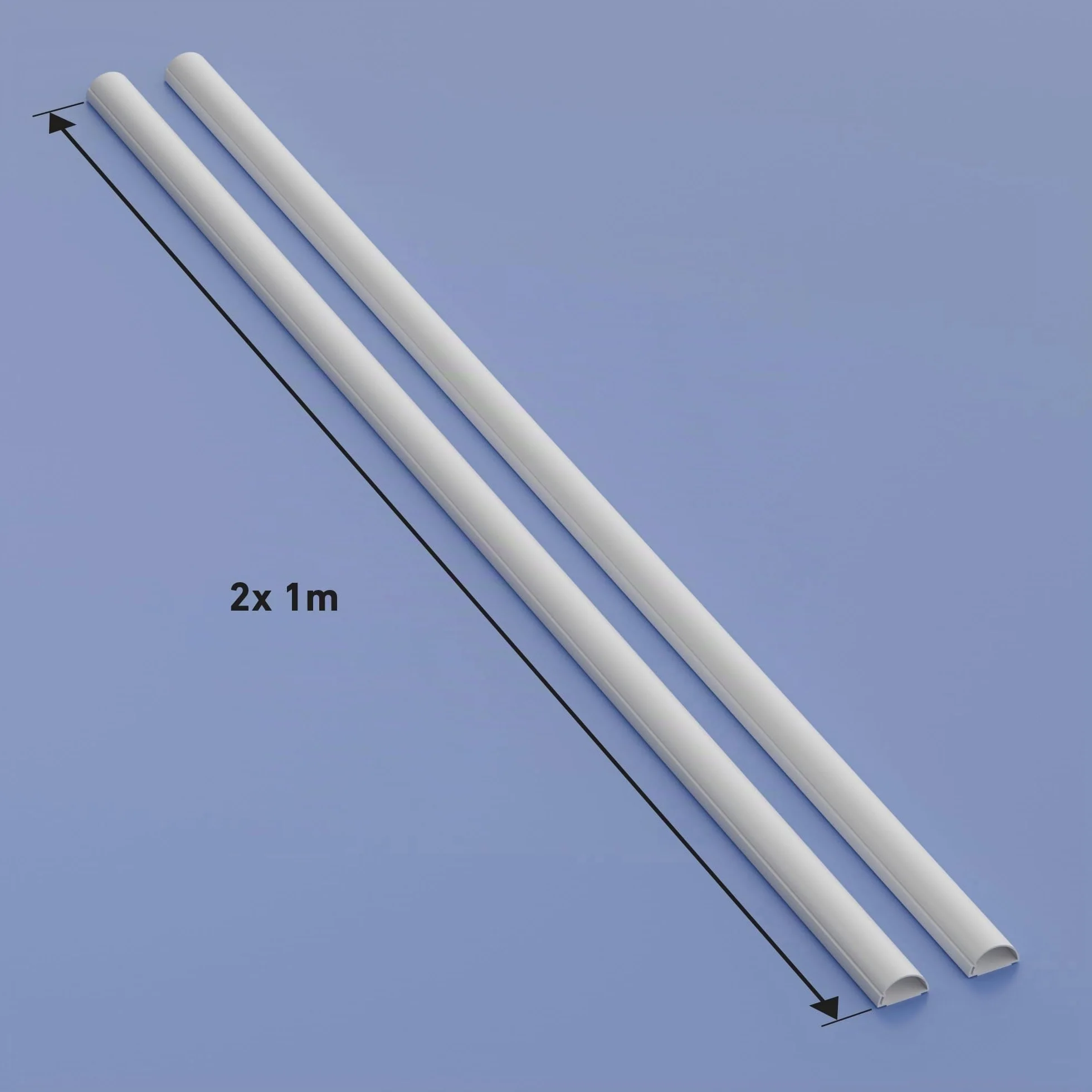 D-Line Goulotte Passe-Câbles 30x15mm, Pack 2 m – Profil Demi-Rond, Cache-Fils Auto-Adhésif, Gestion des Câbles Peignable – 2X Longueurs 1 m (30 mm l x 15 mm h) – Blanc