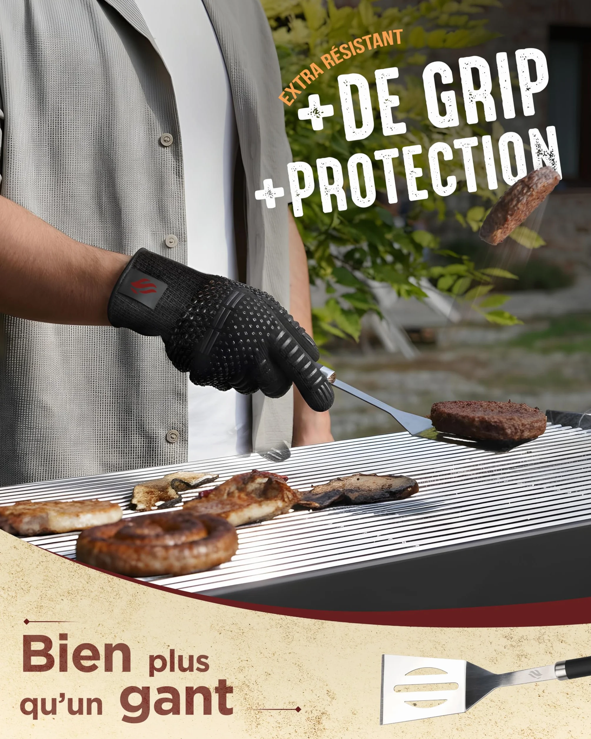 HORUS 23® Kit Barbecue Professionnel 4 Ustensiles Inox avec Gant Ignifuge Coffret Cadeau