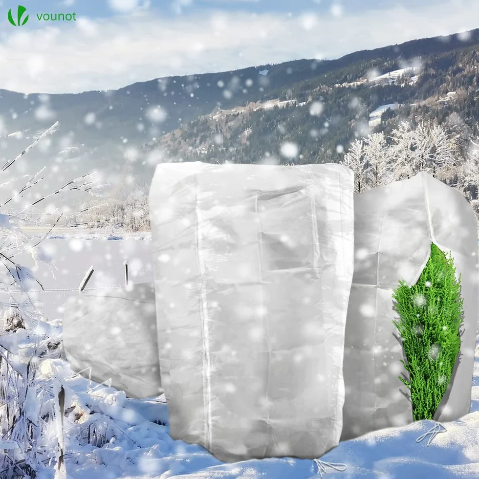 Housse Hivernage Plante Lot de 3 120x180cm en Polypropylène 80g/m² avec Cordon Serrage Zipper