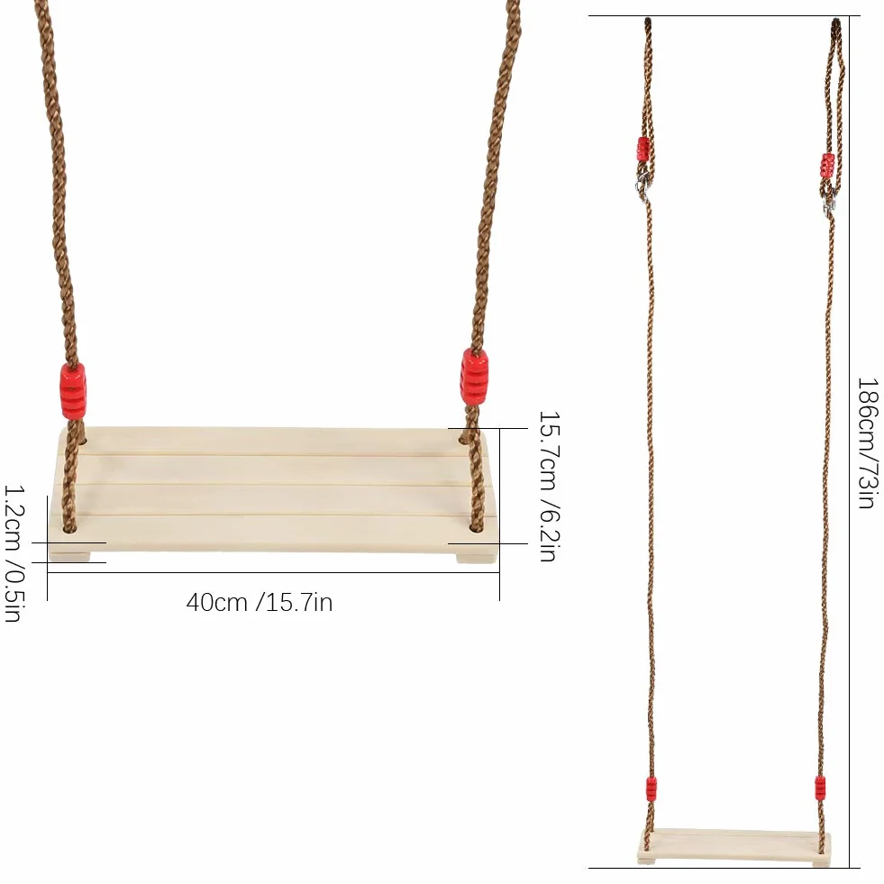 Balançoire en Bois 150 kg pour Adultes et Enfants