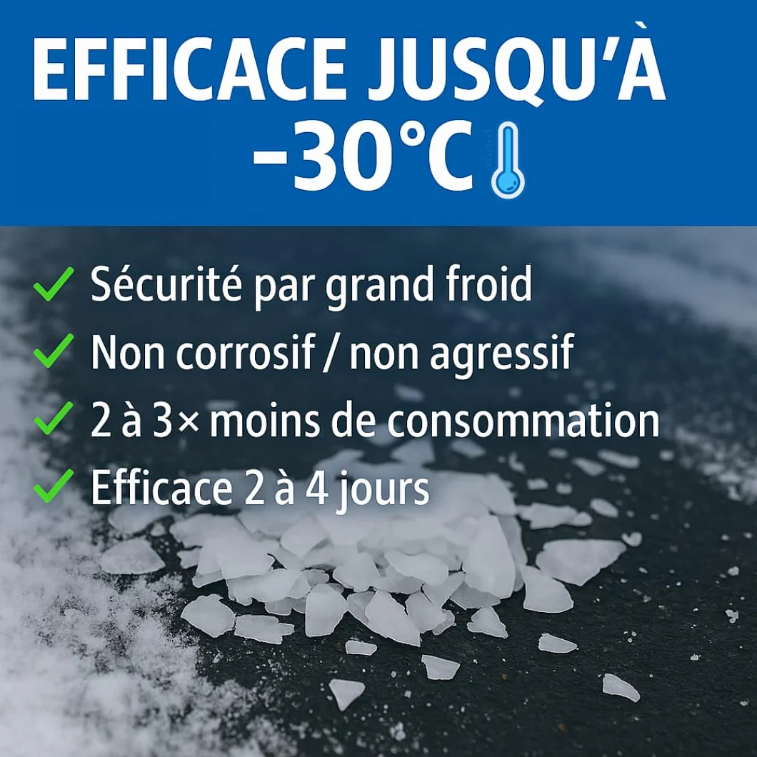 Sel de déneigement écologique longue durée - Déneigeant au magnésium - non agressif - efficace jusqu'à -30°C - Seau hermétique 4kg