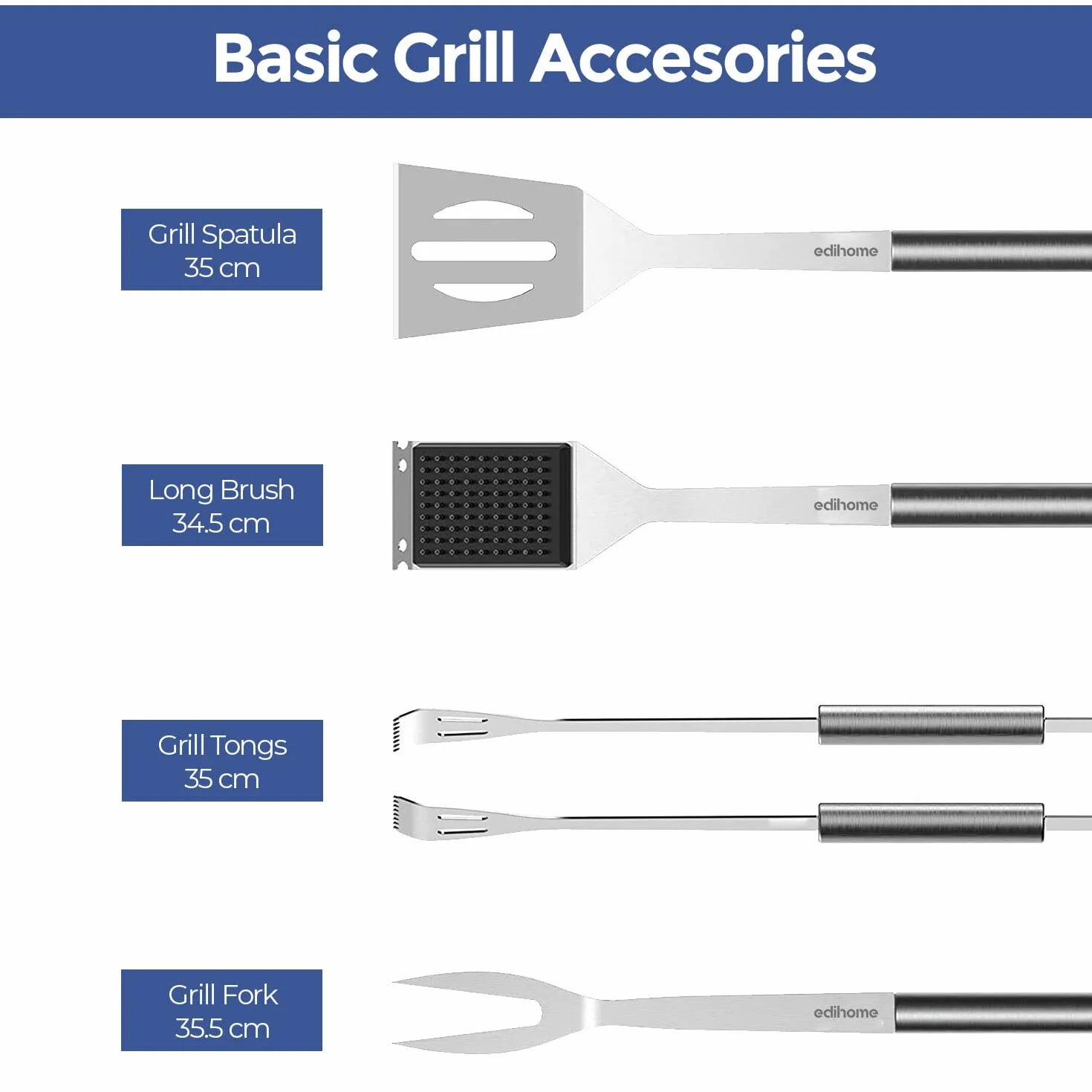 Edihome Kit Barbecue Acier Inoxydable 25 pièces Professionnel