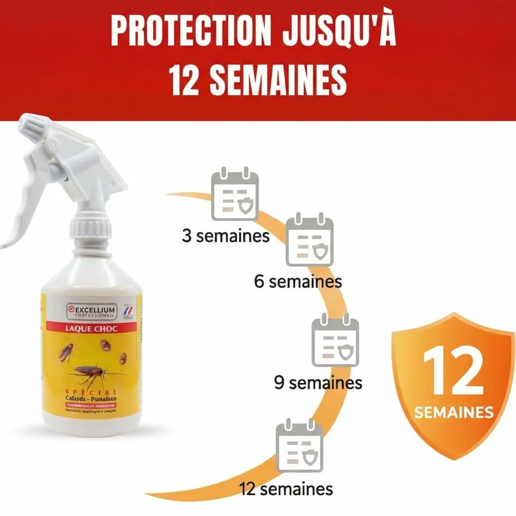Excellium Laque Choc Insecticide Spécial Cafards et Punaises Spray Prêt à l'Emploi 500 ml