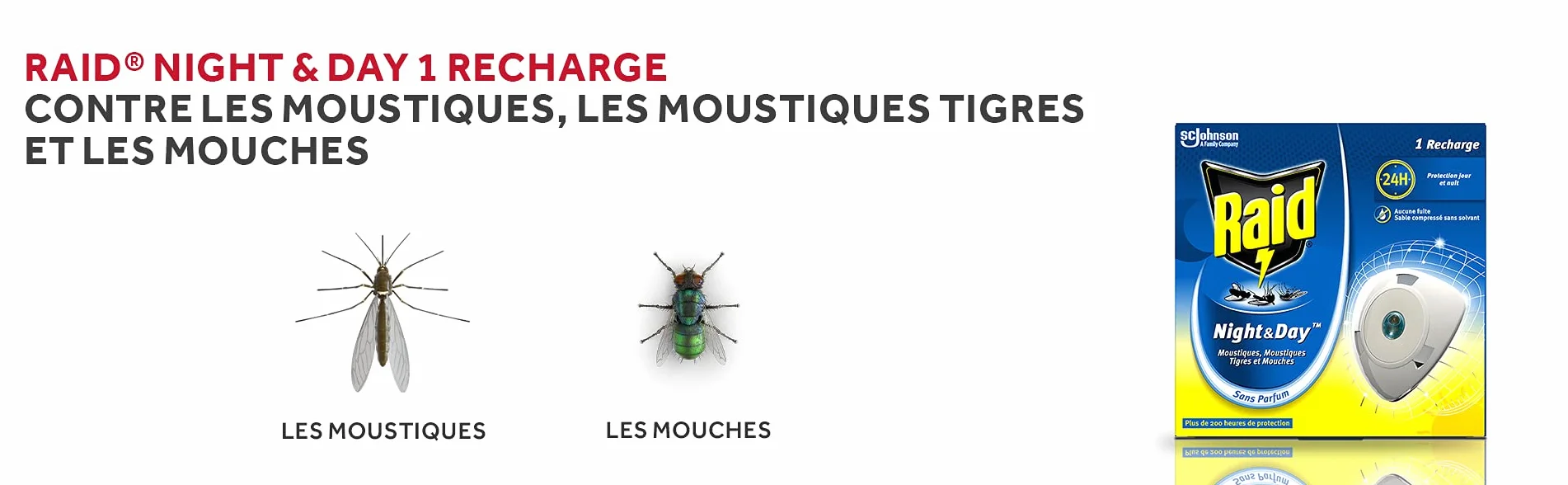 Raid Electrique Night&Day Recharge Mouches Moustiques Tigres 240 Heures Lot de 3