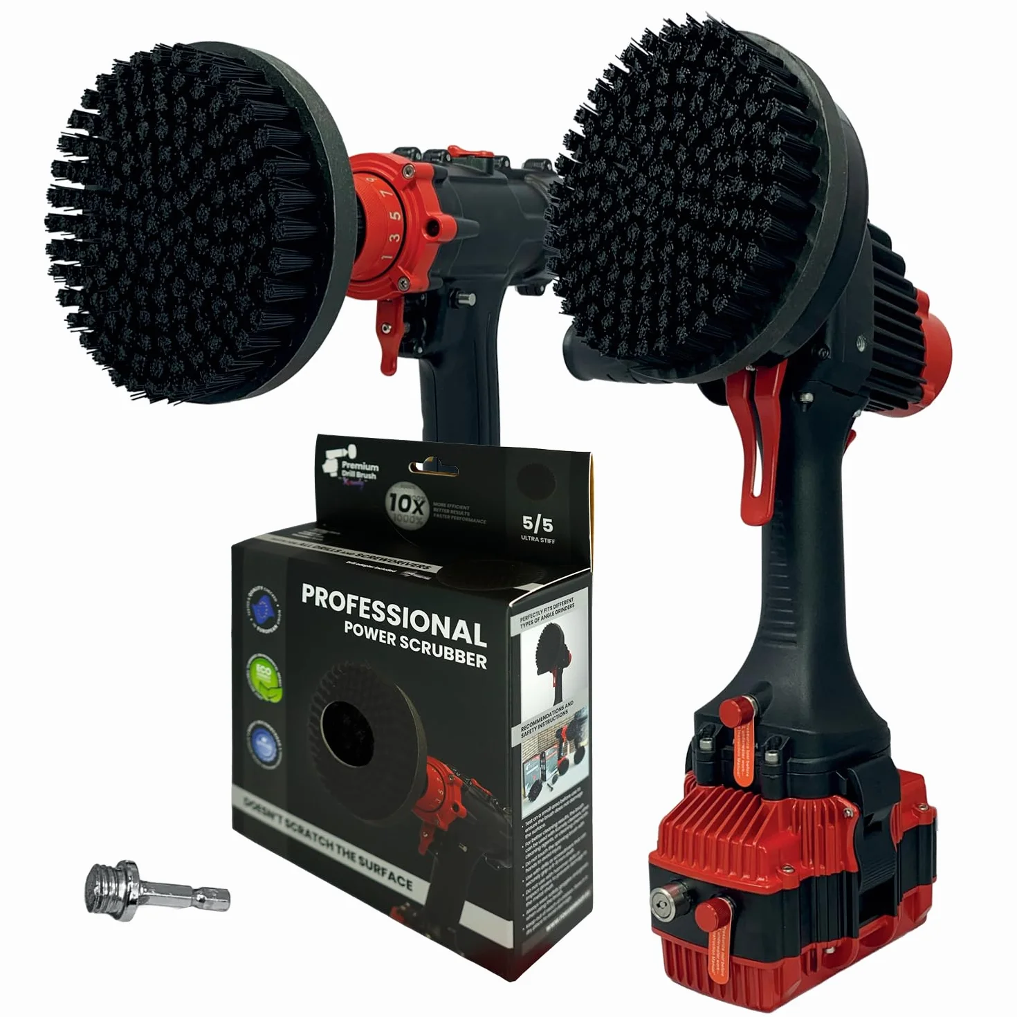 Brosse de perçage professionnelle 2 en 1 pour perceuse et meuleuse d'angle ultra rigide 15 cm Noir | Brosse de nettoyage résistante et anti-rayures pour béton, brique, pierre, métal