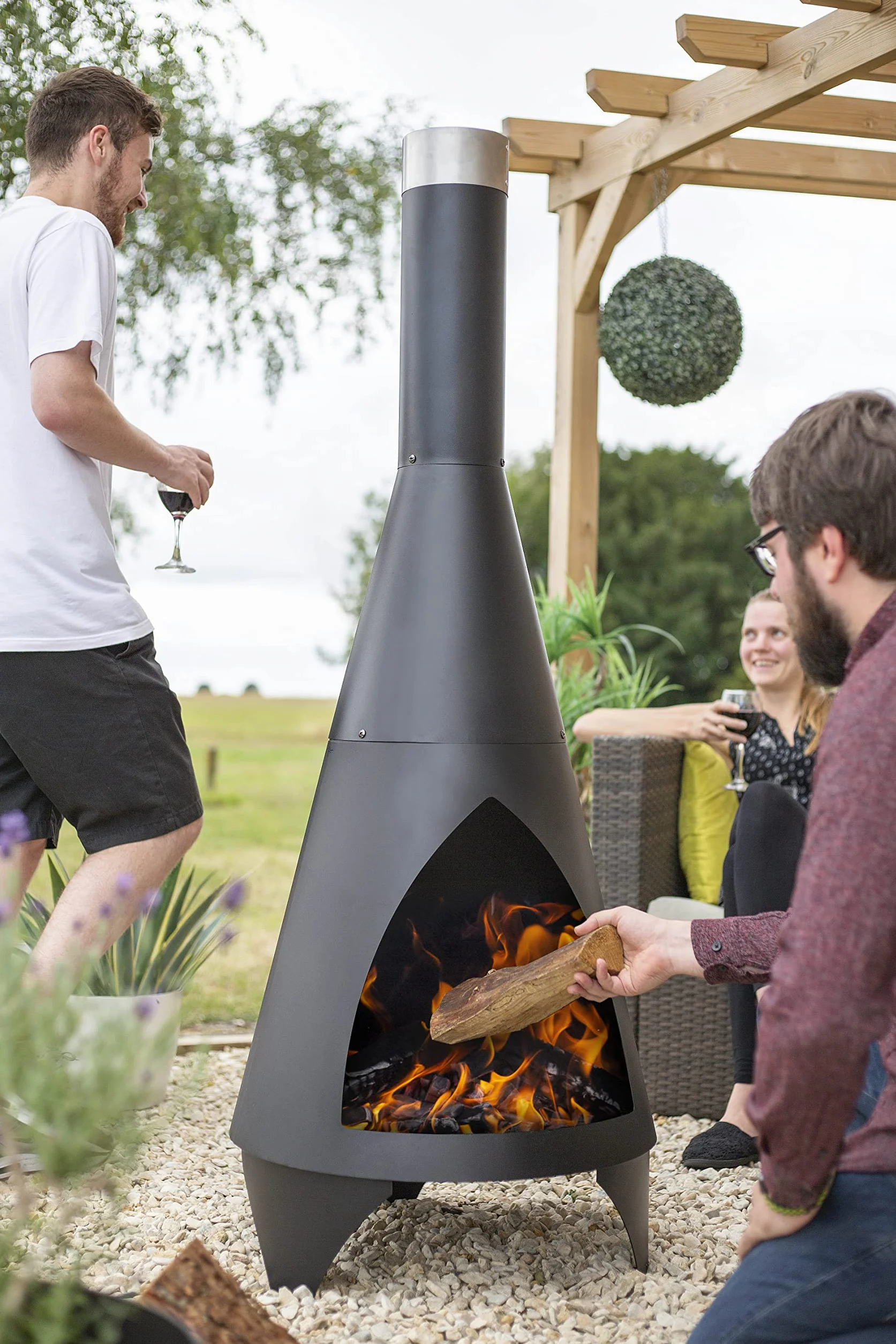 Colorado Cheminée d'extérieur chauffe-terrasse acier Noir Medium 160 cm