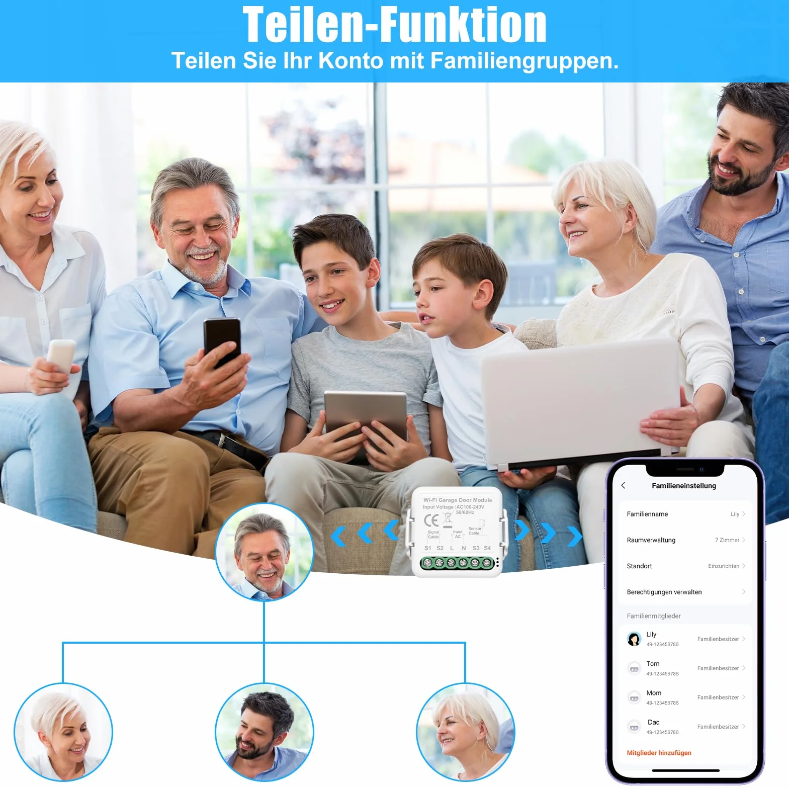 Ouvre-porte de garage intelligent, ouvre portail connecté wifi contrôle de l'application Tuya, ouverture portail connecté compatible avec Alexa et Google Assistant commande vocale (2 pièce)