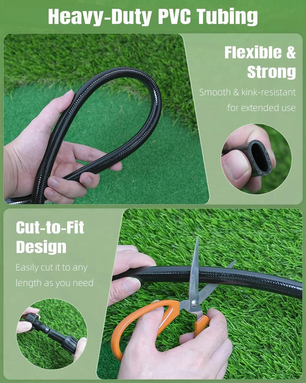 Pawfly Tuyau d'irrigation goutte à goutte 15 m 12,7 mm PVC flexible avec raccords barbelés