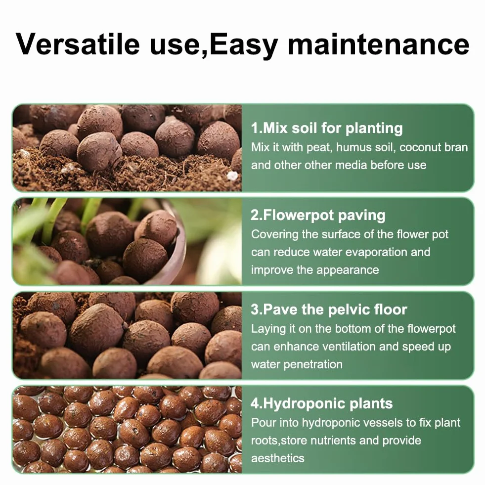 Billes d'argile expansée 5-10 mm 1L pour plantes en pot, drainage et hydroponie