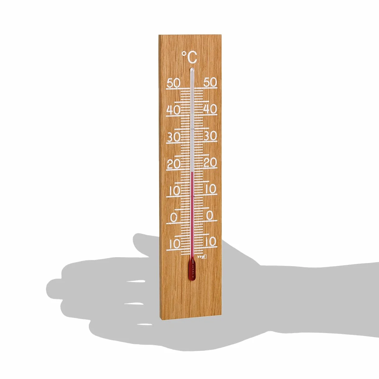 TFA Dostmann Thermomètre analogique intérieur extérieur bois résistant intempéries haute précision chêne