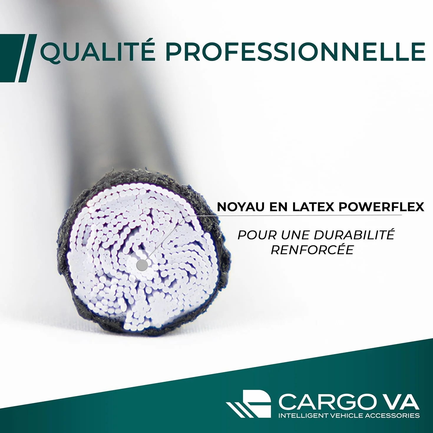 CargoVA - Corde élastique 5mm 10m Noire - Corde Extensible 70% d’élasticité - Corde résistante aux intempéries pour remorques, voiles d'ombrage, bâches, etc.