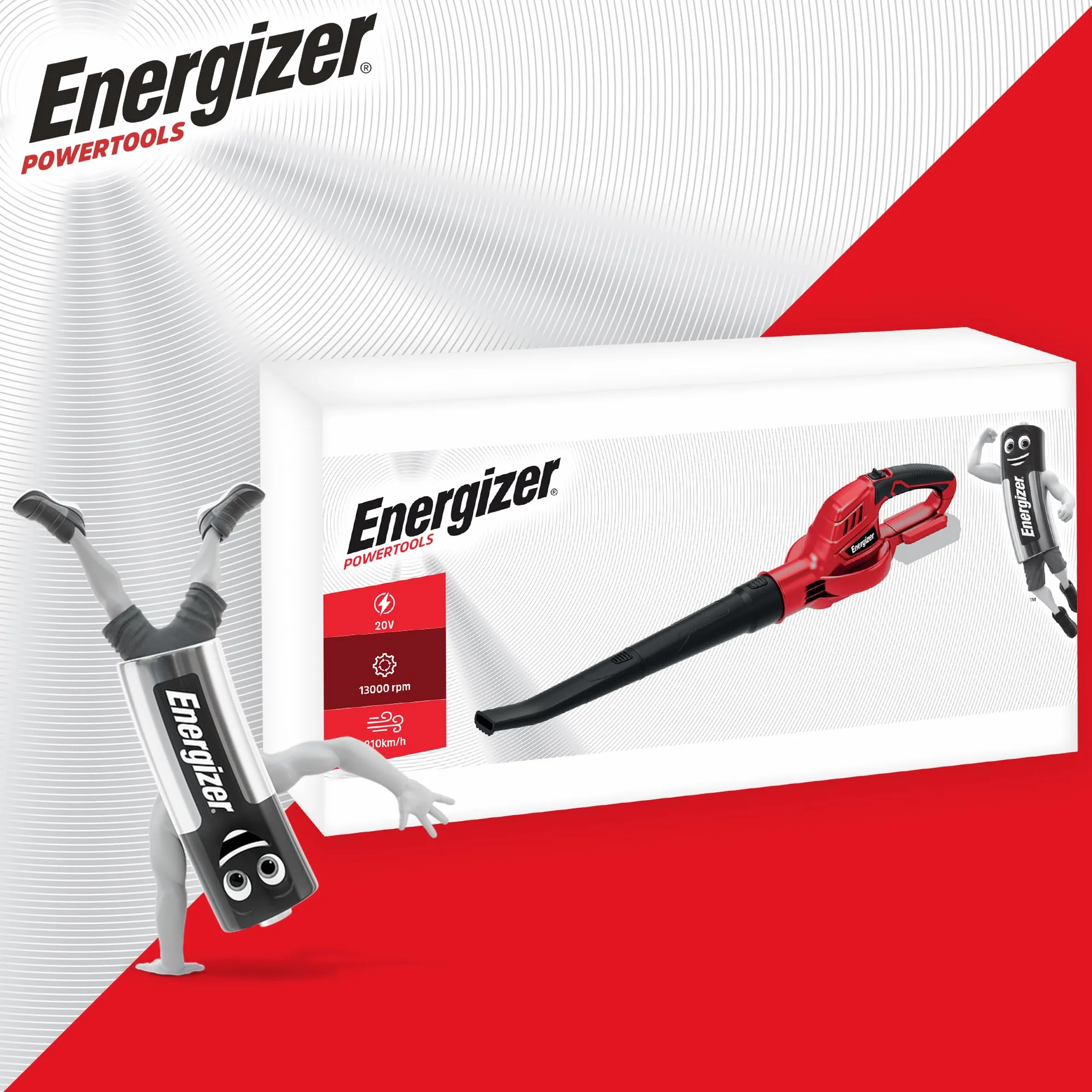 Energieur Souffleur de Feuilles sans Fil 20V 210 km/h 5000 L/min 13000 RPM 1,2 kg Batterie Chargeur Inclus