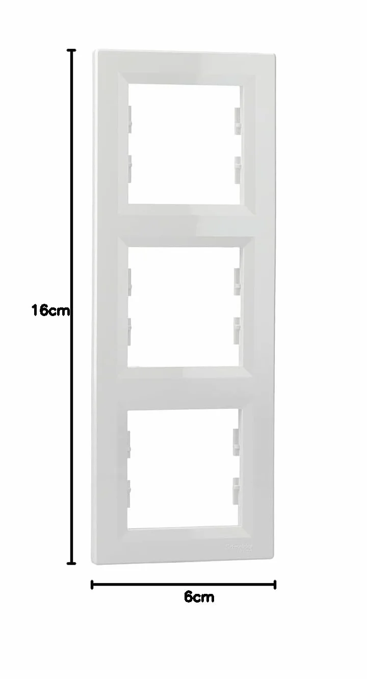 Schneider Electric Asfora EPH5810321D Cadre vertical pour prise et interrupteur, 3 prises, blanc, 1 pièce