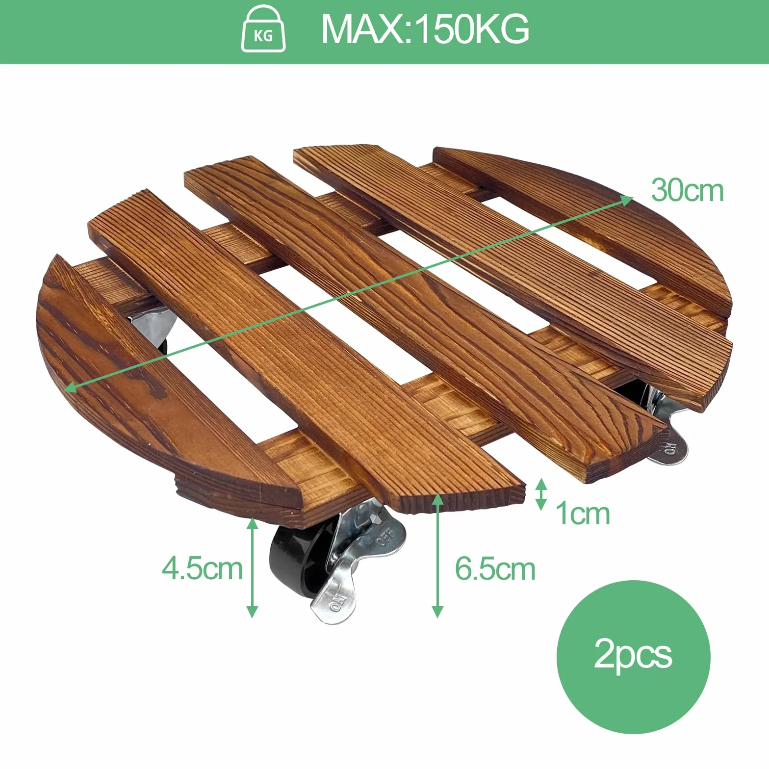 Lixiluxia Porte Plante à roulettes, Support Plante Exterieur Bois Massif, Capacité Charge 80kg