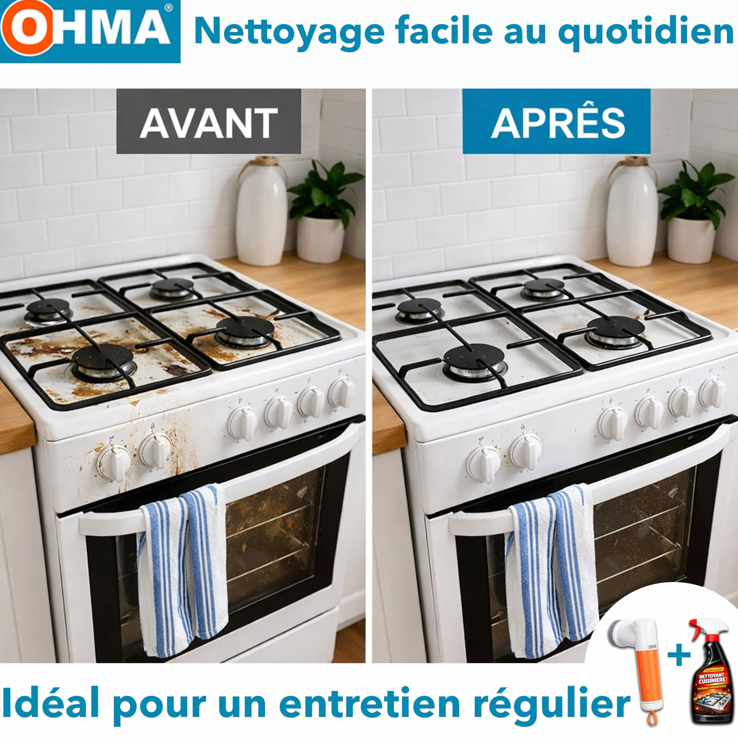OHMA Brosse Électrique Rotative – 6 Têtes – Jusqu'à 2h30 d'Autonomie – Joints, Carrelage, Douche, Salle de Bain, Cuisine – Étanche IPX7 – USB-C – Garantie 3 Ans