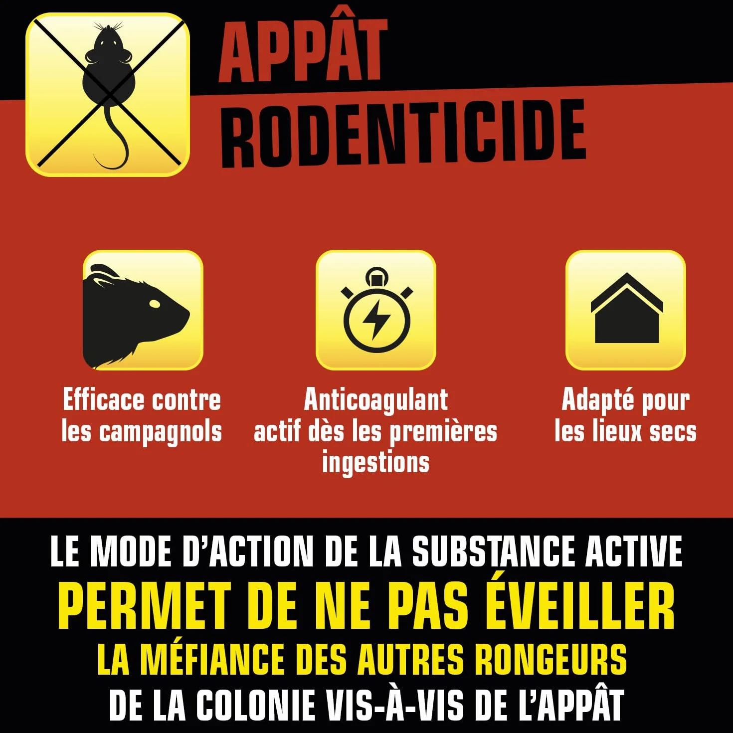 K.PRO Grains Anti Rats Souris Campagnols Action Rapide 6 sachets 25g 150g