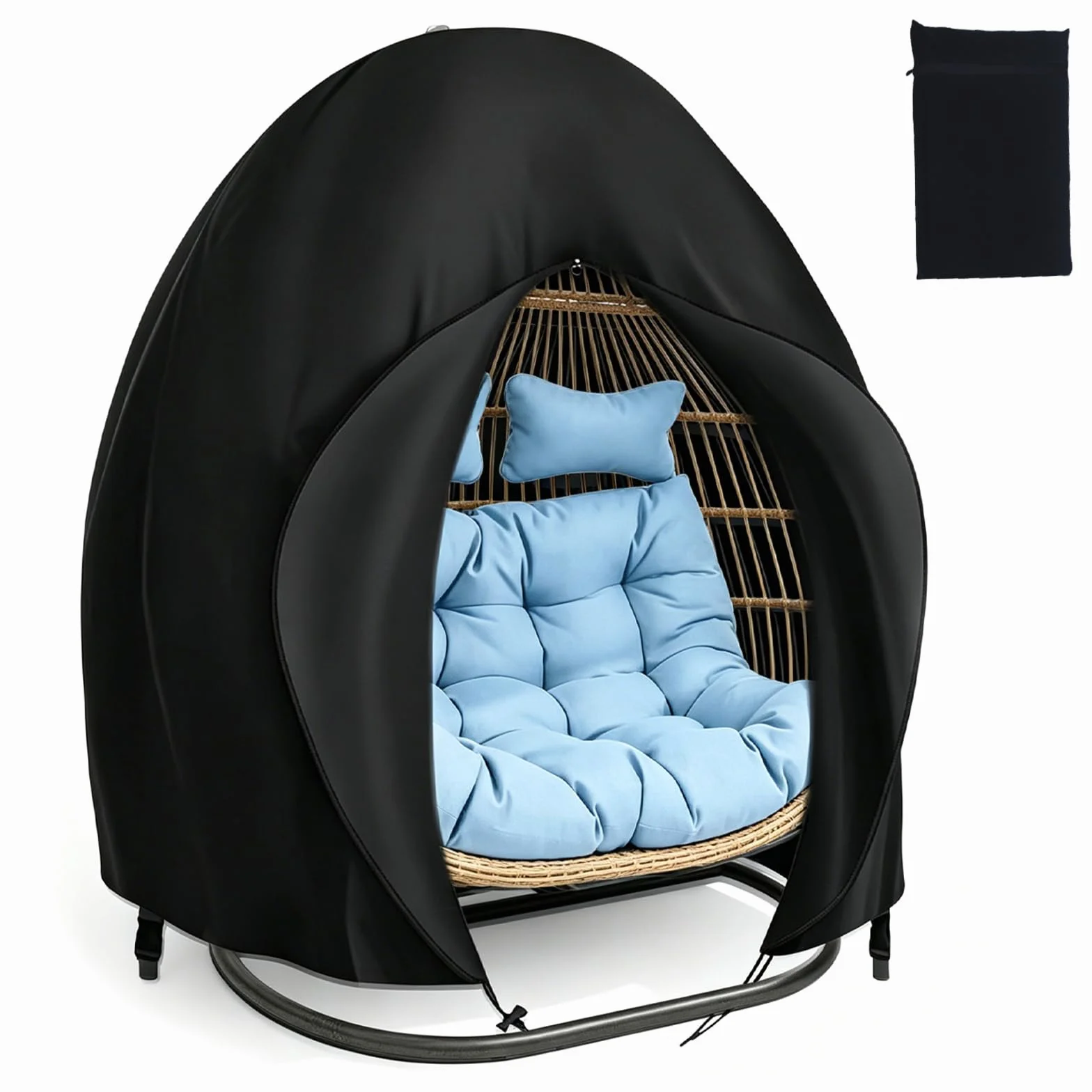 Housse de protection pour fauteuil suspendu 200 x 230 cm, imperméable, noire