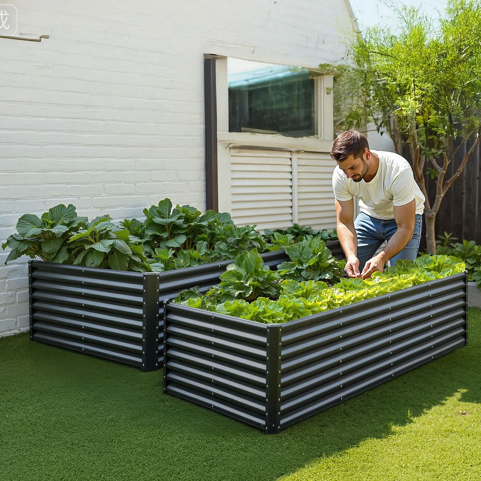 VEVOR Potager Surélevé Métal 240x120x60 cm Galvanisé Gris Foncé