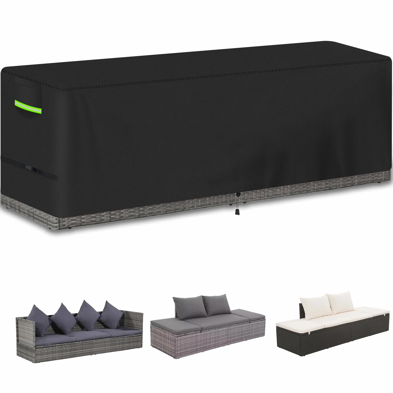 Housse de Protection Canapé Jardin Oxford 600D 220x80x80 cm Noir