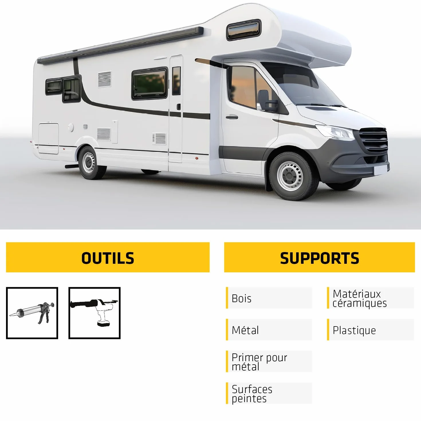 SIKA - Colle-mastic joints d'étanchéité camping-car/caravane/mobil-home - Sikaflex 521 UV Noir - Adhérence élevée - Résistant aux UV - Sans solvant - Résiste aux conditions climatiques - 300ml