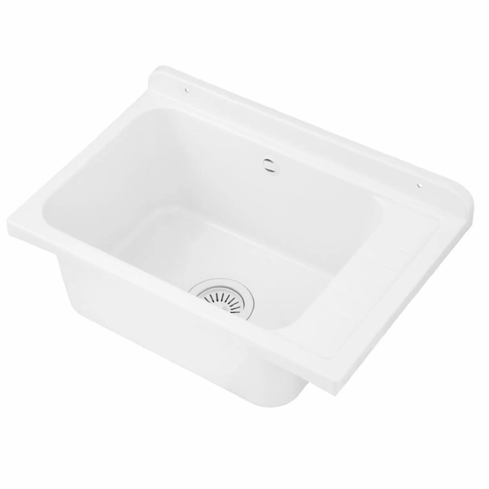 Bassin de vidage Évier Lavabo Bac à laver extérieur Blanc