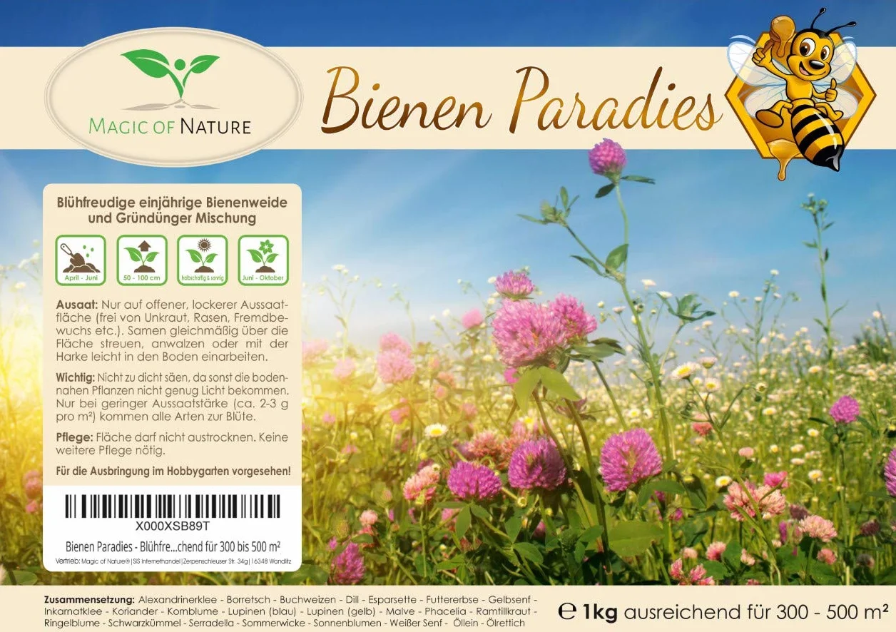 Mélange Graines Fleurs 1kg Prairie Fleurie Mellifère 20 Variétés 300-500 m²