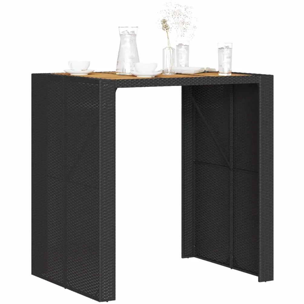 Table de Bar de Jardin en Bois Acacia et Résine Tressée