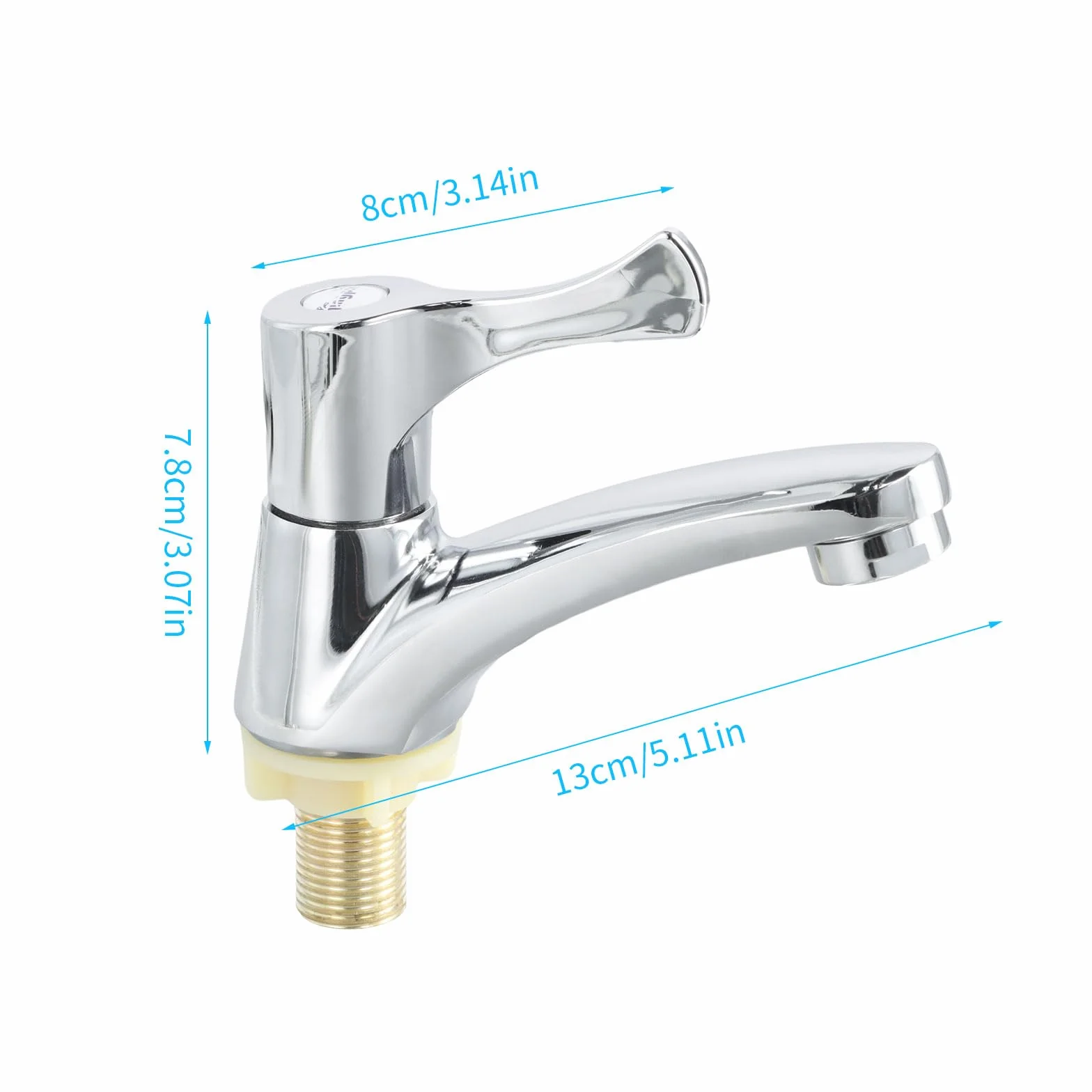 Robinet Eau Froide Simple, Mitigeur Compact Monotrou Lavabo Cuisine Salle de Bain, G1/2, Argent