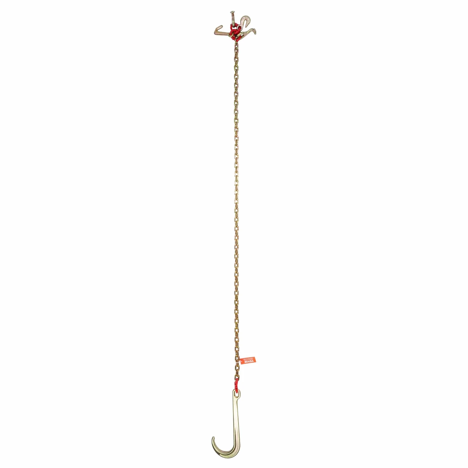 VEVOR Chaîne de Remorquage à Crochet J Tige Longue, Capacité de Charge 2448 kg,​ Chaine de Remorque G80 avec Crochet RTJ, 8 mm x 180 cm, pour Récupération, Dépannage, Transport, Dépanneuse, Camion