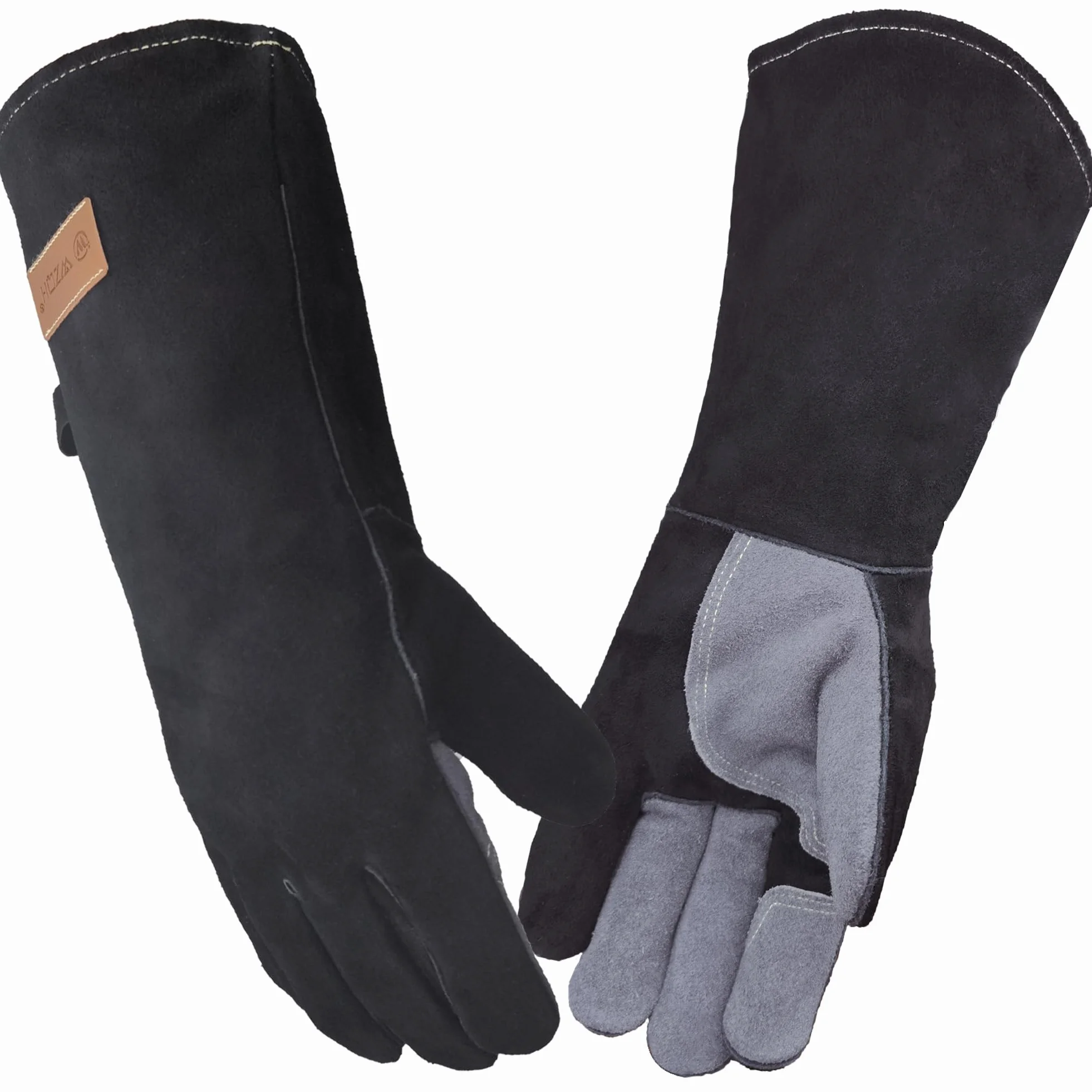 Gants Anti Chaleur de Barbecue En Cuir 40 CM Résistant Au Feu Et à La Chaleur