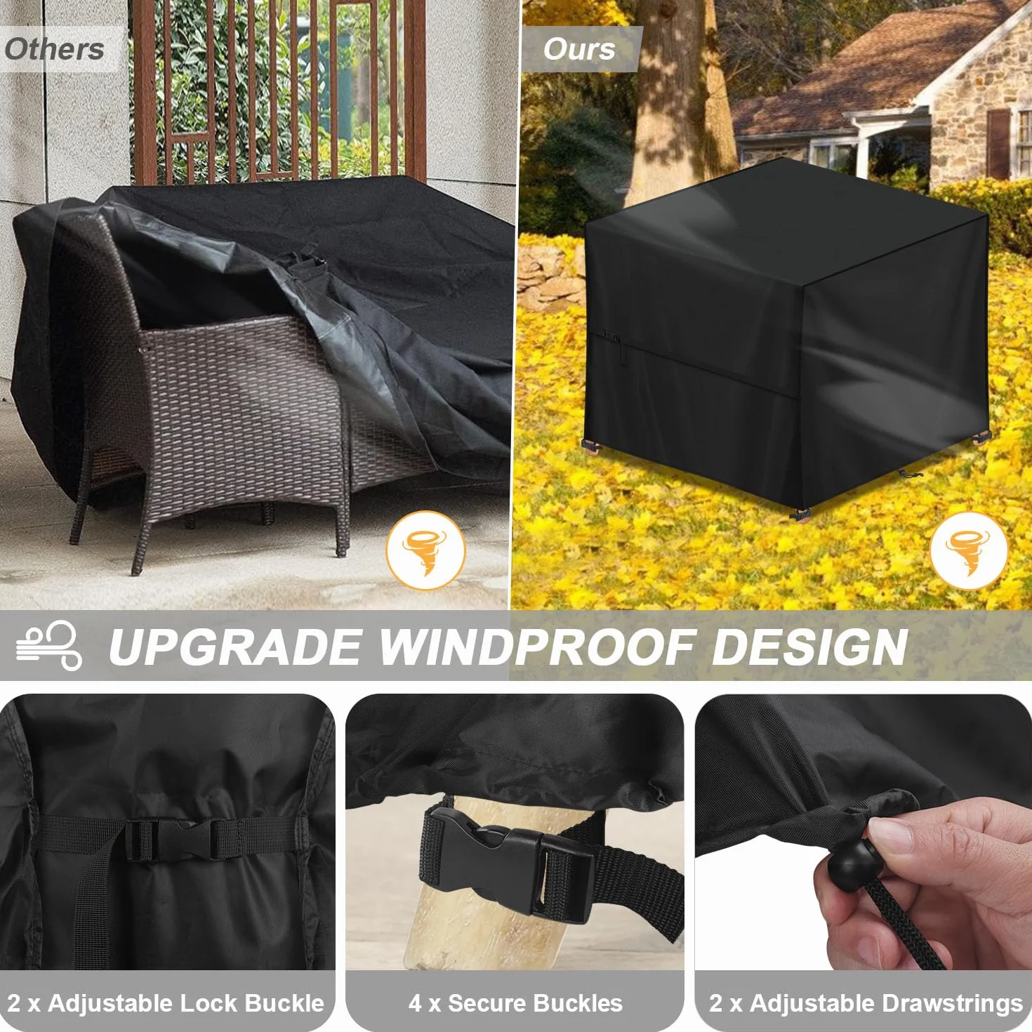 LAMUNI Housse Table de Jardin 90x90x90cm Imperméable Anti-UV 420D Oxford Protection Table Exterieur