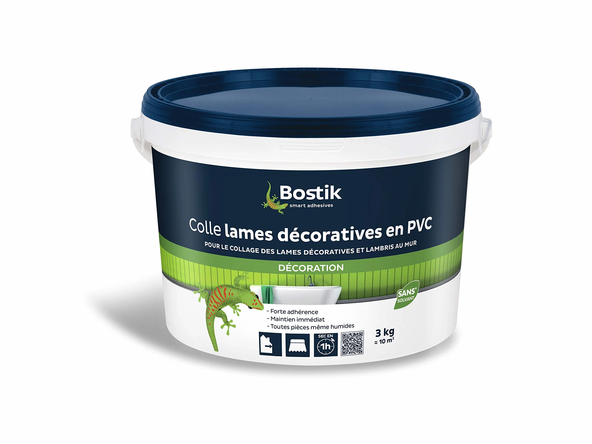 Bostik - Colle Lames Décoratives en PVC - Colle lambris PVC - Application murale - Intérieur & Extérieur - Seau 3kg - Blanc