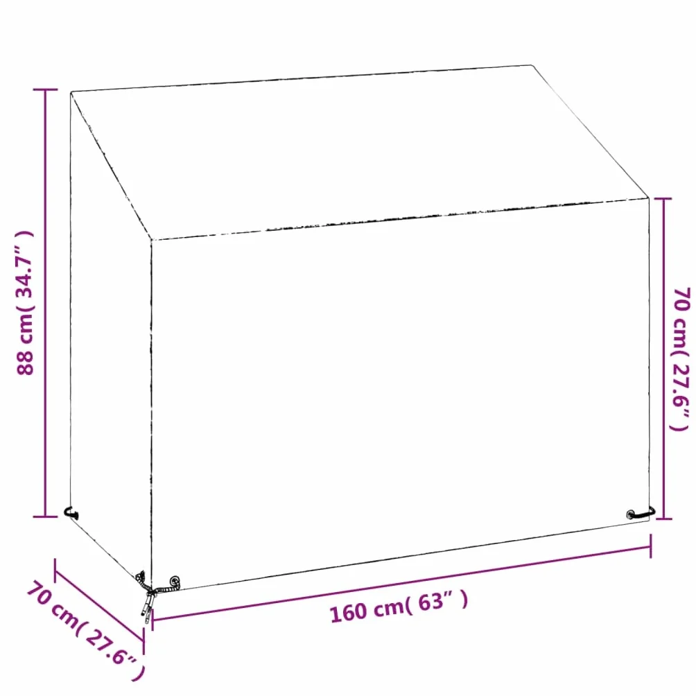 vidaXL Housse de Banc de Jardin 160x70x70/88 cm Polyéthylène 8 œillets